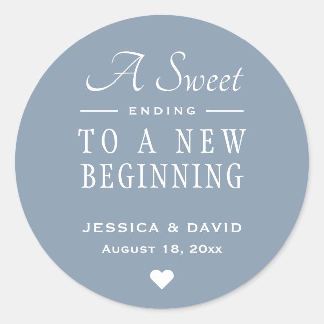 Un Sticker Sweet Ending Dusty Blue Wedding Favor (Devant)