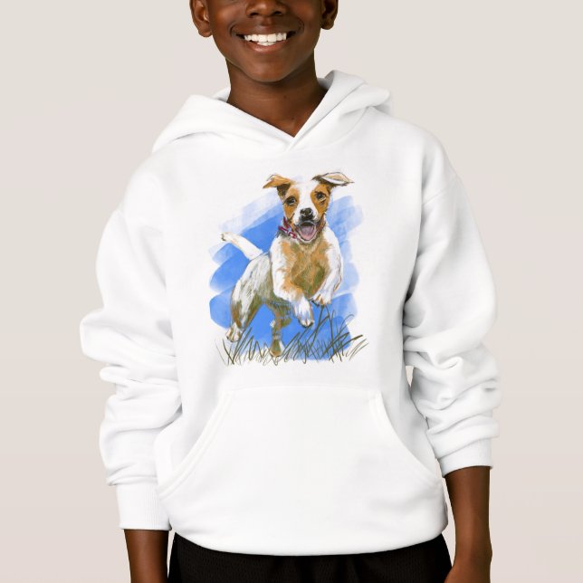 Un sweat-shirt avec un chien qui saute (Devant)