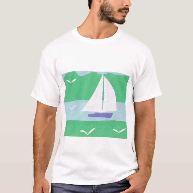 Un T-shirt blanc avec design de voilier (Devant)