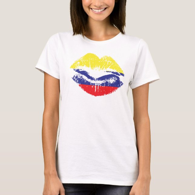 Un T-shirt Colombien Lips pour les femmes. (Devant)