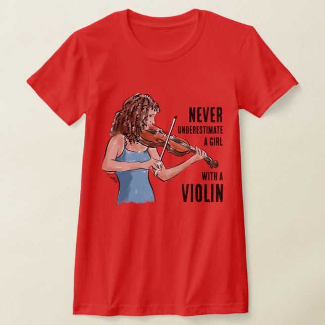 Un T-shirt Fille avec un Violon (Poser)