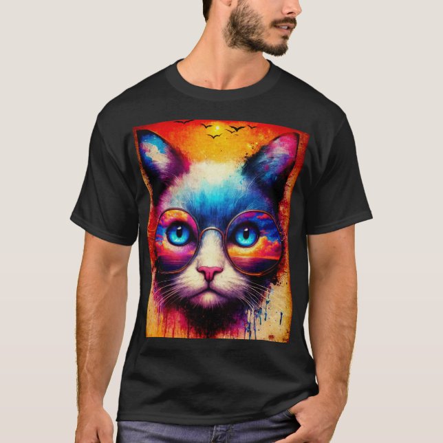 Un T-Shirt Illustré avec un Chat Sympa (Devant)