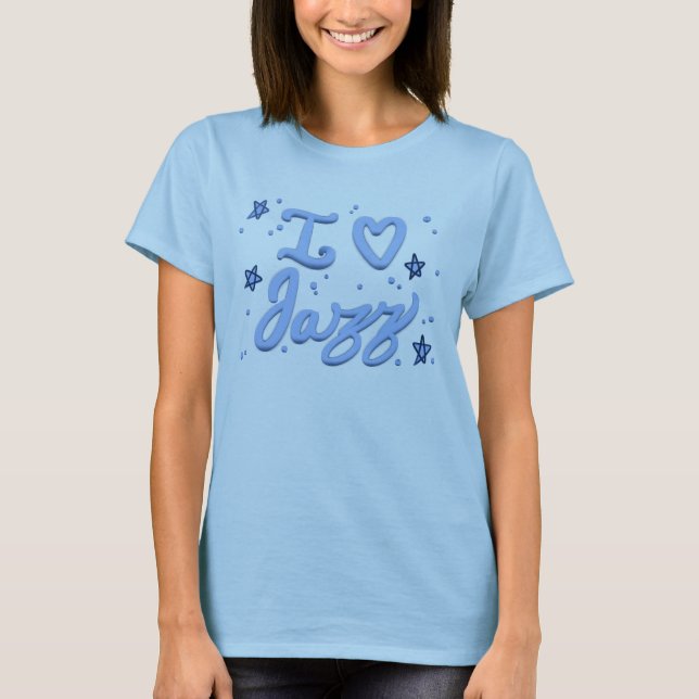 Un T-Shirt Mignon J'adore le Jazz (Devant)