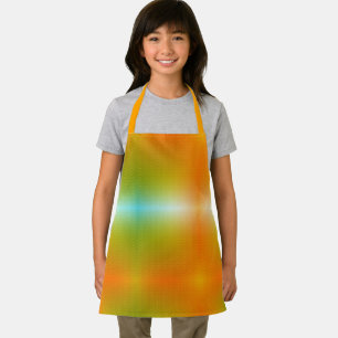 Un tablier vibrant avec un vert, orange et jaune.