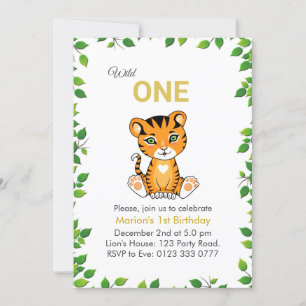 Un Tigre sauvage 1er Invitation anniversaire