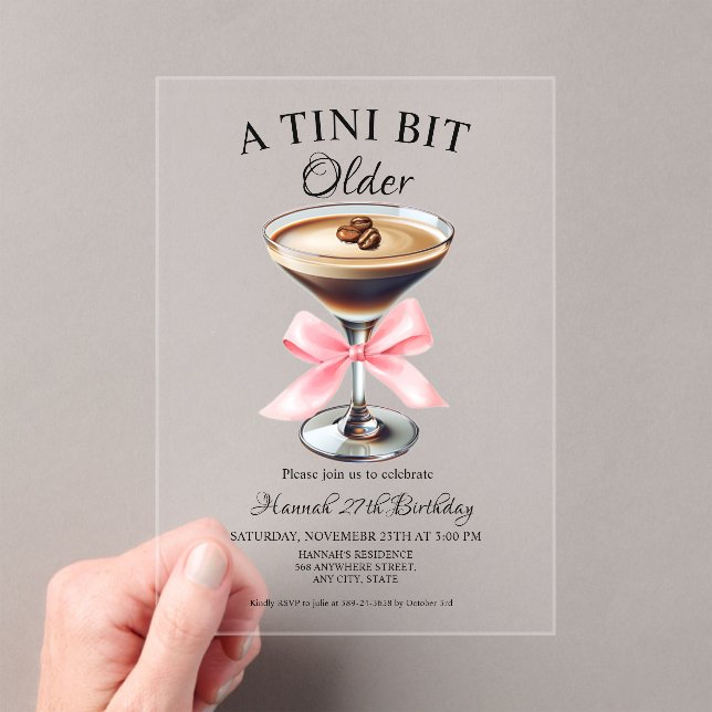 Un Tini Un Peu Plus Ancien Martini Invitation Anni (In situ (ordinateur de poche))