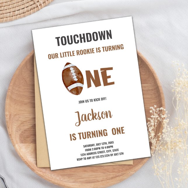 Un Touchdown Football 1er anniversaire Invitation (One Touchdown Football Birthday Invitations)