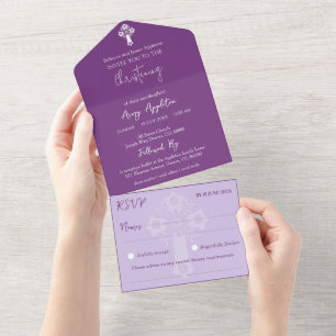 Un Tout en une invitation Floral Cross Baptism violet