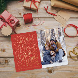 Un très joyeux Carte photo de Noël<br><div class="desc">Lettrage original de Becky Nimoy avec des flocons de neige brillants,  couleur arrière - plan personnalisée; également disponible en encre plate</div>