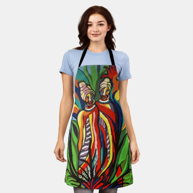 Un visage africain peint sur un tablier (Porté)