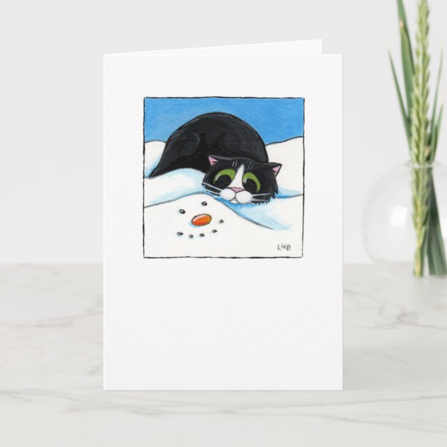 Un visage dans la neige - Carte de chat de Noël (Devant)