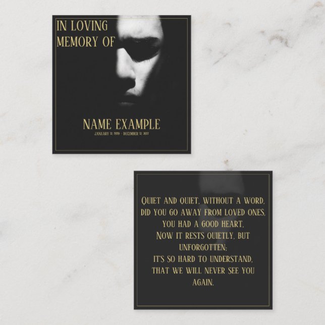 Un visage endormi dans la carte à demi-ombre (Devant / Derrière)