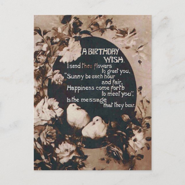 Un vœu d'anniversaire colombes carte postale ancie (Devant)