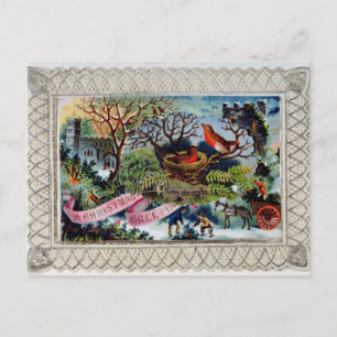 Un voeux de Noël, carte postale victorienne