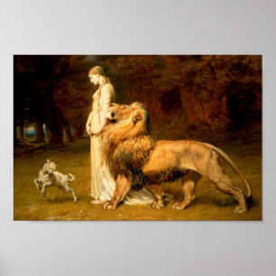 Una et le lion by Briton Rivière - affiche
