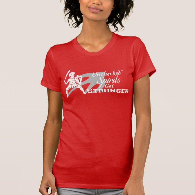 Unchecked Spirits Get Stronger - Red crew t-shirt (Devant)