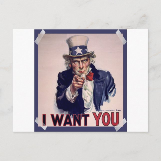 Uncle Sam Poster Cartes Postales de haute qualité (Devant)