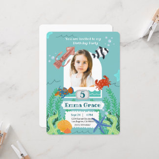 Under the Sea 5th Birthday Invitation with Photo 