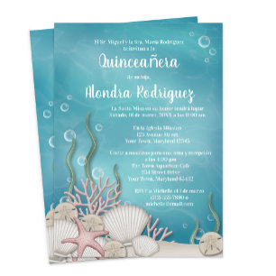 Under the Sea (Bajo el mar) Quinceañera Invitation