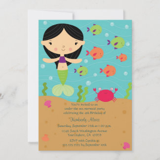 Under the sea mermaid birthday party invitation