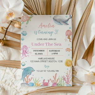 Under the Sea Pastel Invitation Anniversaire Océan