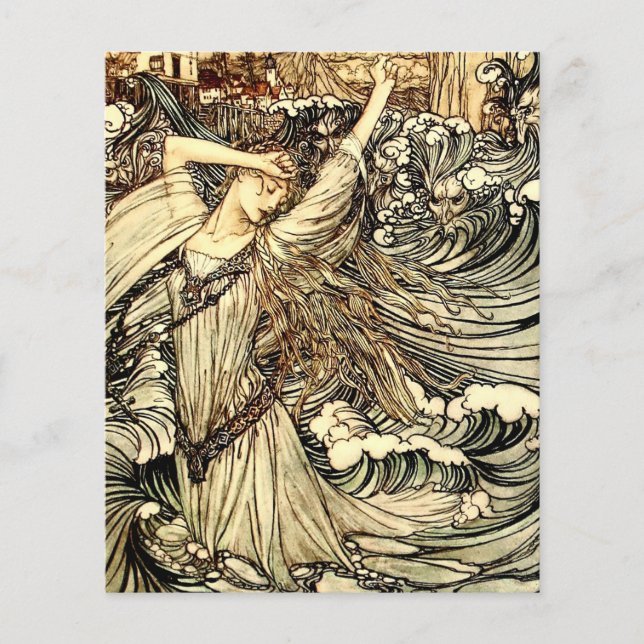 « Undine dans les vagues » par Arthur Rackham (Devant)