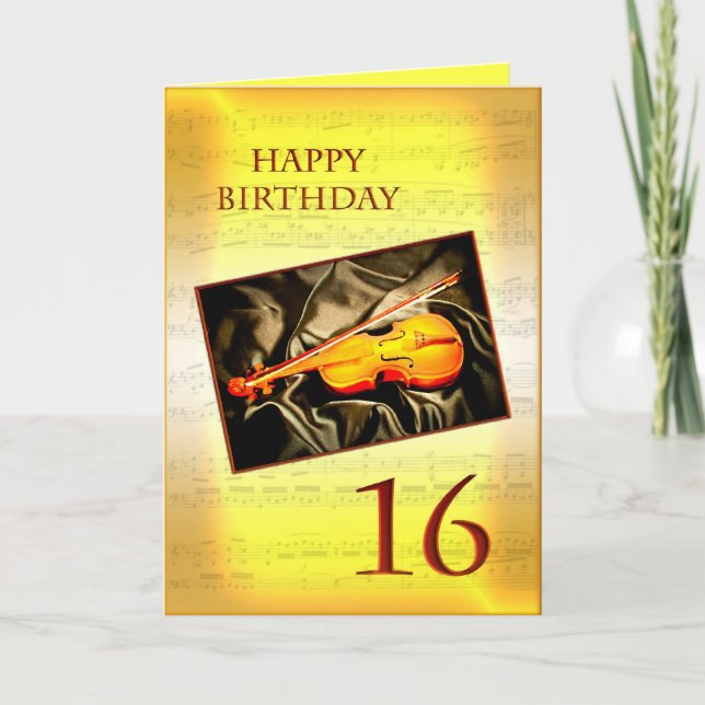 Une 16ème carte d'anniversaire musicale avec un (Devant)