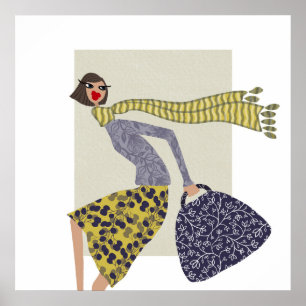 Une affiche d'art de mode glamour chic de Miss Wen