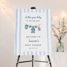 Une Affiche de bienvenue Baby shower Blue Jean
