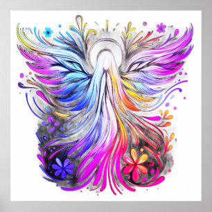 Une affiche murale d'ange de style rétro aux coule