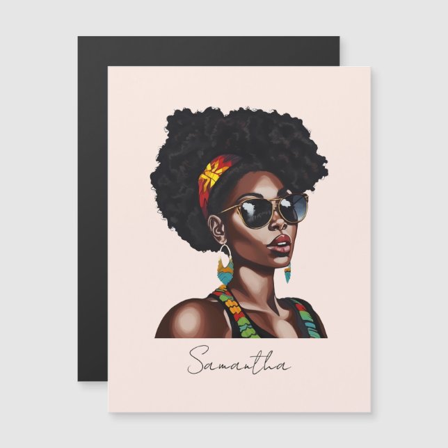Une Africaine Américaine avec lunettes de soleil c (Devant / Derrière)