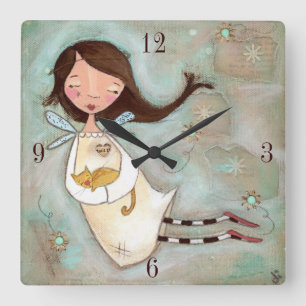 Une aile et un PUrr - Horloge murale