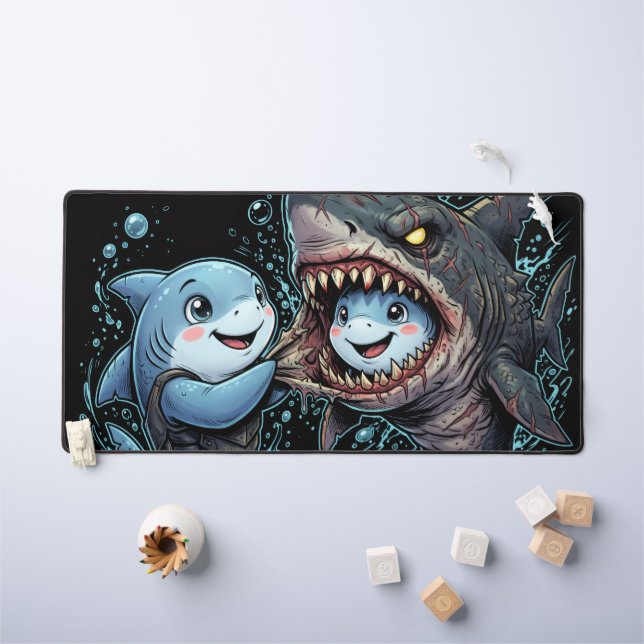 Une âme douce dans un masque sauvage Requin mignon (Tableau pour enfants)