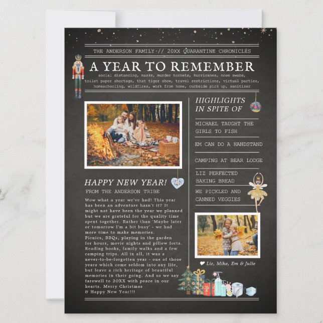 Une année à retenir | Lettre de Noël familiale (Devant)