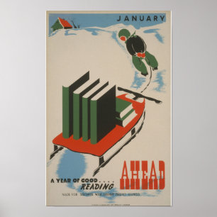 Une année de bonne lecture à venir Affiche vintage