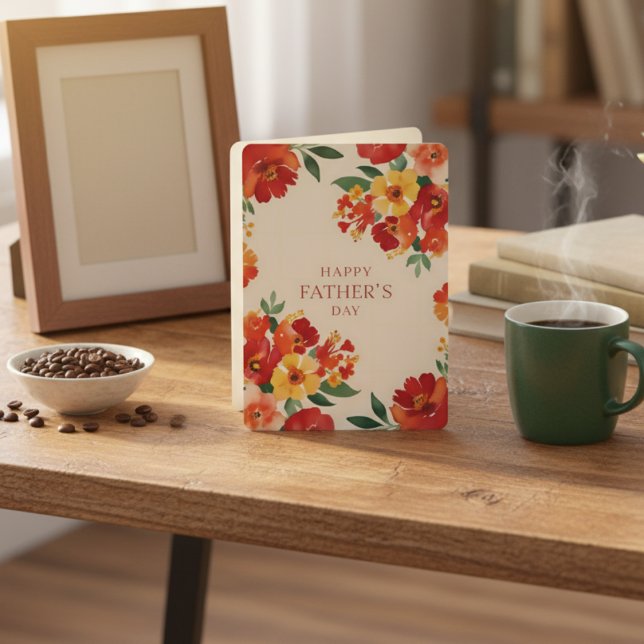 Une aquarelle éclatante fleurit une bonne carte de (Create a product marketing merchandising mock-up in an appealing setting: )