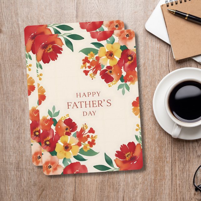 Une aquarelle éclatante fleurit une bonne carte de ( Vibrant Watercolor Blooms Happy Father's Day Card)