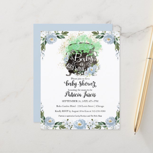 Une Baby Shower dans la théière Budget Invitation (Devant/Arrière en situation)