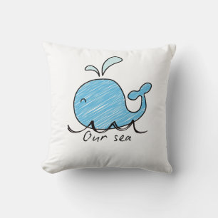UNE BALEINE AMICALE DANS SA MER Coussin décoratif