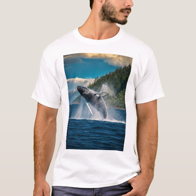 Une baleine jouant en t-shirt sea design (Devant)