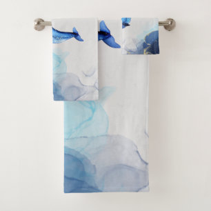 Une Baleine Sur Blue Gold Fluid Art Dans La Techno