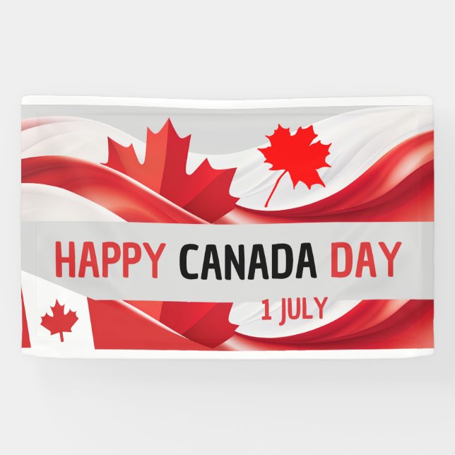 Une banderole "Bonne fête du Canada, 1er juillet. (Horizontal)