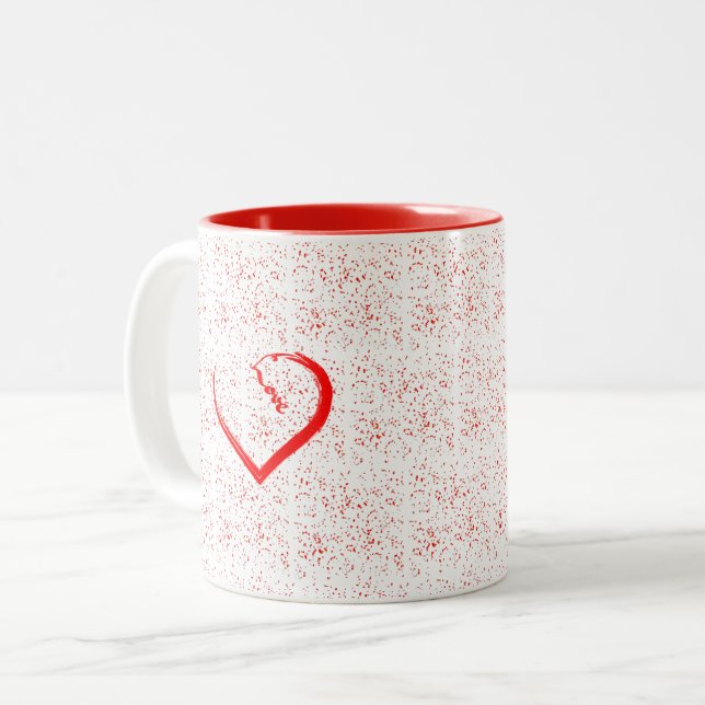 Une Belle Mug De Café À Deux Tons Coeur (Devant gauche)