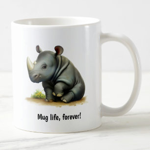 Une Belle Mug De Café Rhinoceros Peint En 3D