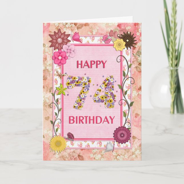 Une carte artisanale de 74ème anniversaire (Devant)