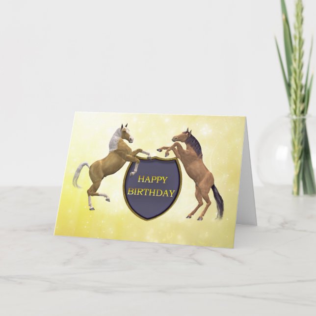 Une carte d'anniversaire avec des chevaux d'élevag (Devant)