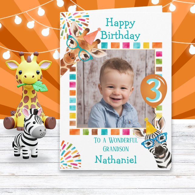 Une carte d'anniversaire avec une photo d'animaux  (Créateur téléchargé)