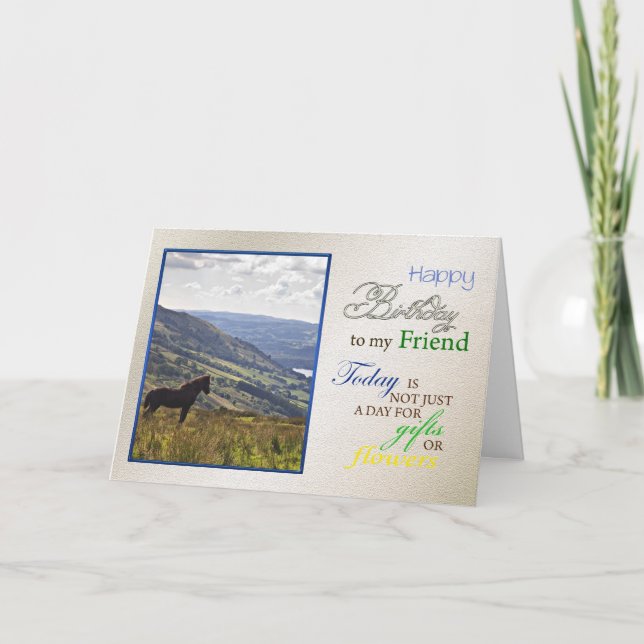 Une carte d'anniversaire de cheval pour Friend. (Devant)