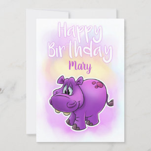Une carte d'anniversaire hippopotame joyeux