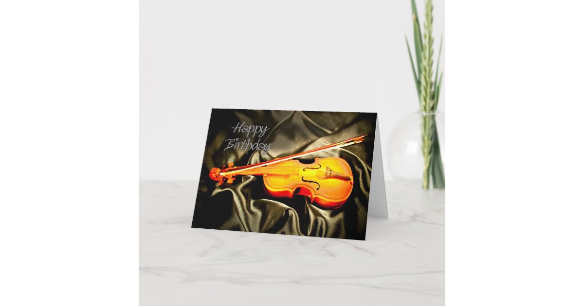 Une Carte D Anniversaire Musicale Avec Un Violon Zazzle Fr